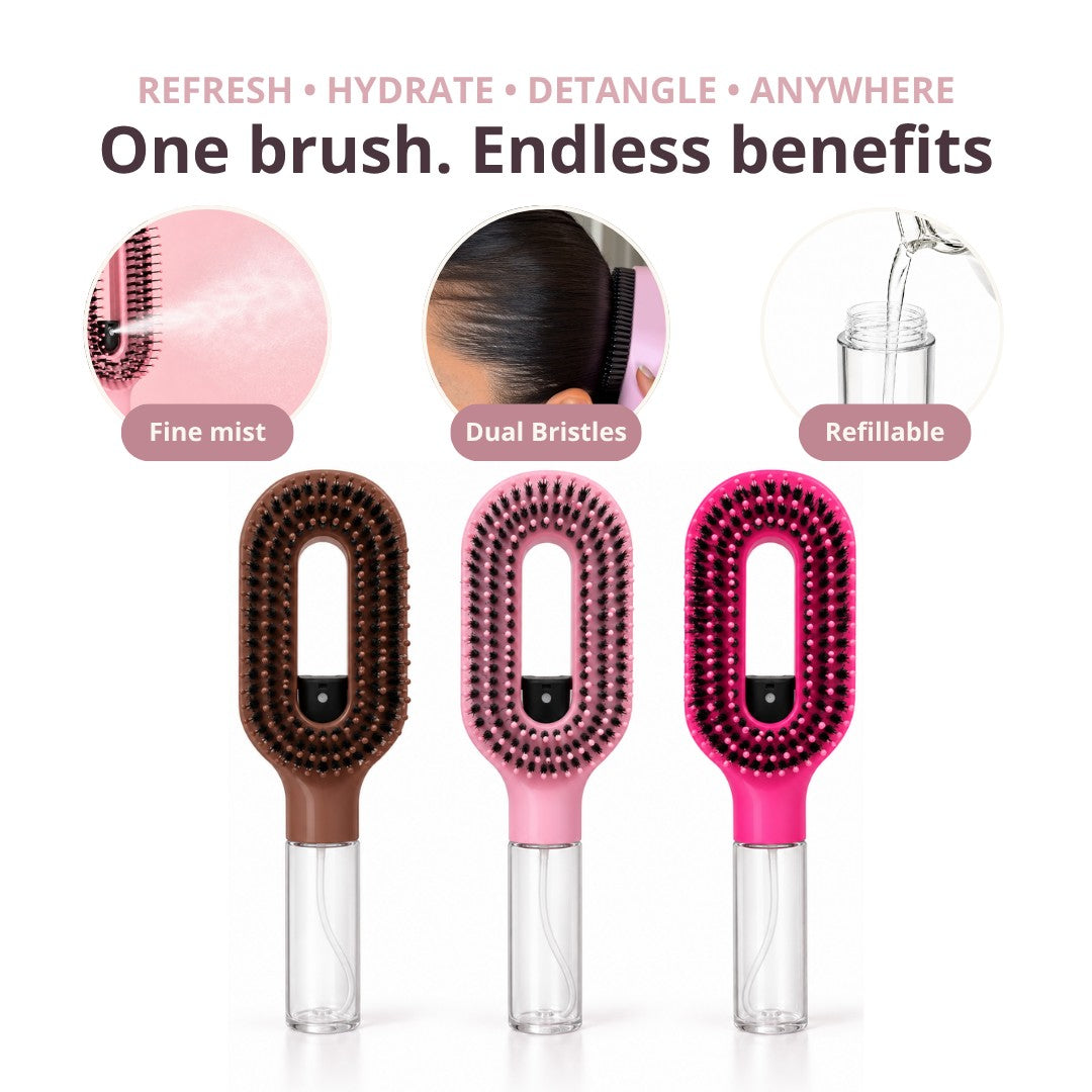 MistGlow™ Spray Hairbrush.