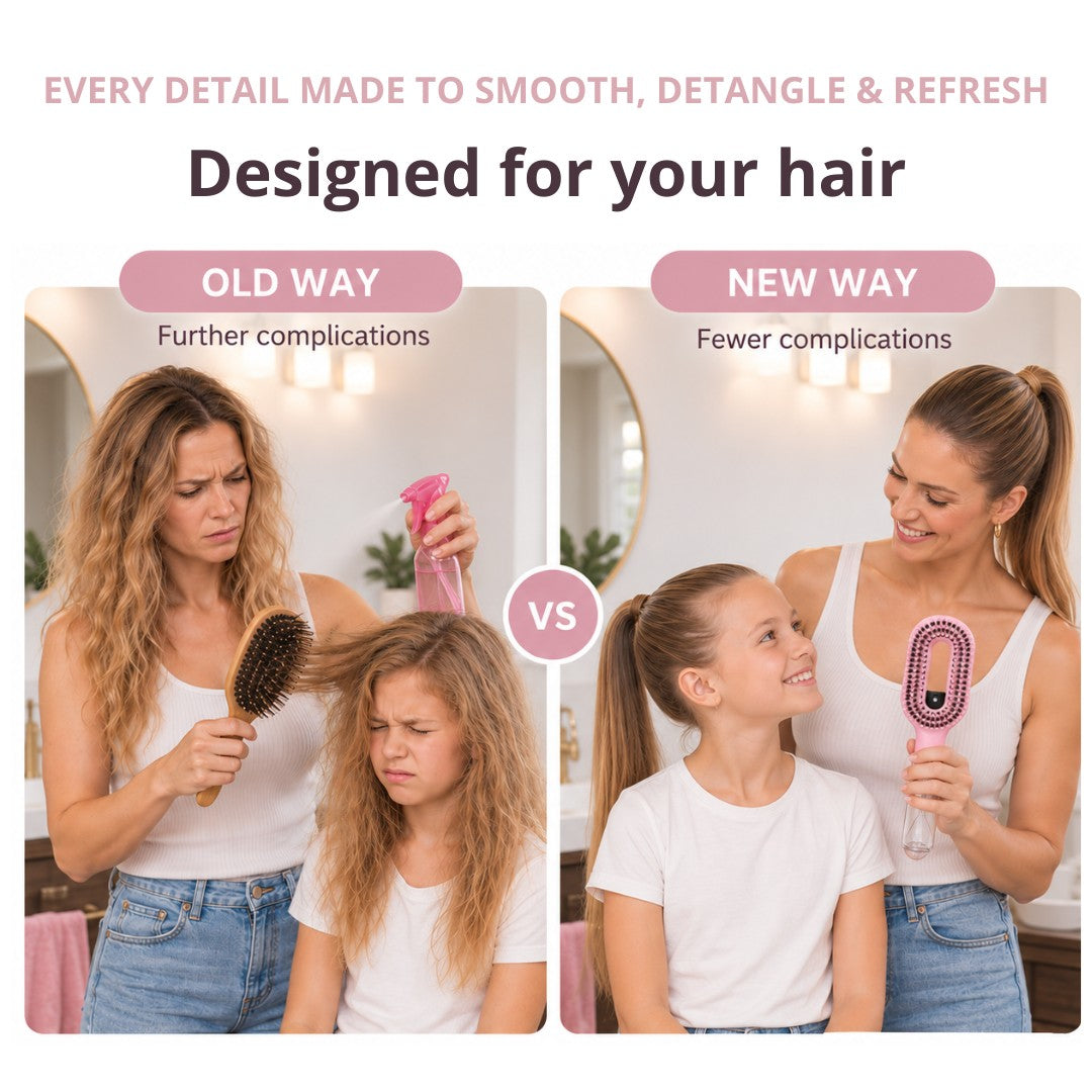MistGlow™ Spray Hairbrush.